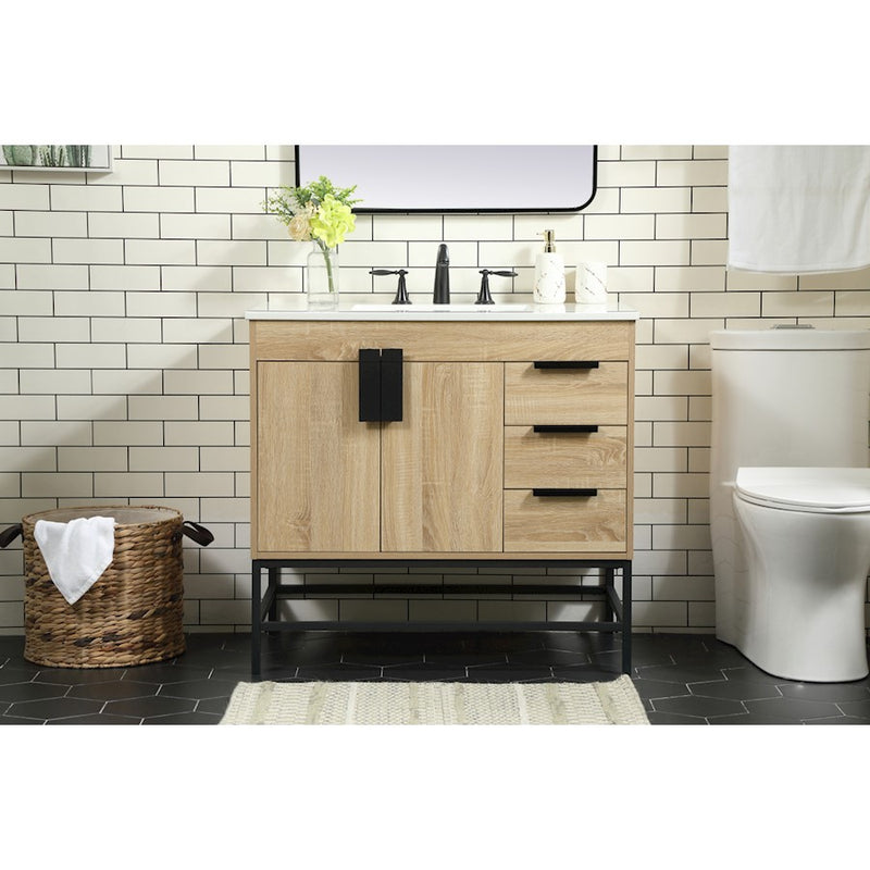 Elegant Kitchen/Bath Eugene 36" Single Bathroom Vanity, Mango Wood
