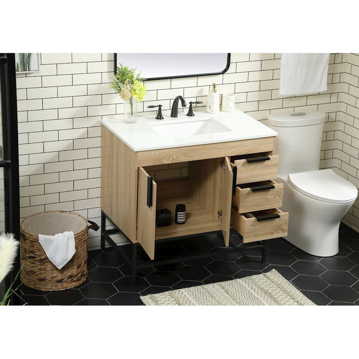 Elegant Kitchen/Bath Eugene 36" Single Bathroom Vanity, Mango Wood