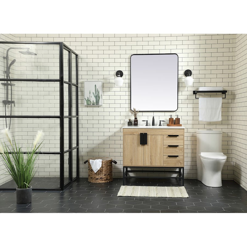 Elegant Kitchen/Bath Eugene 36" Single Bathroom Vanity, Mango Wood