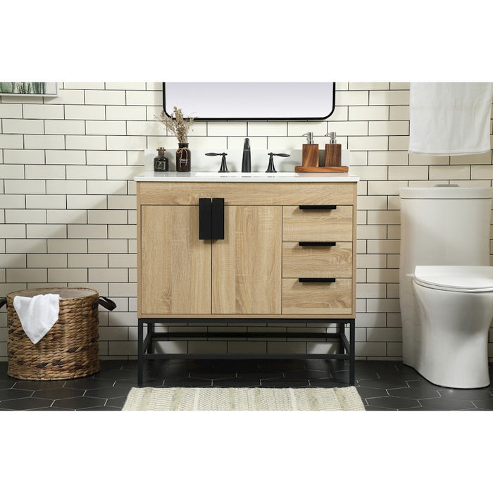 Elegant Eugene 36" Single Bathroom Vanity, Mango Wood/Backsplash