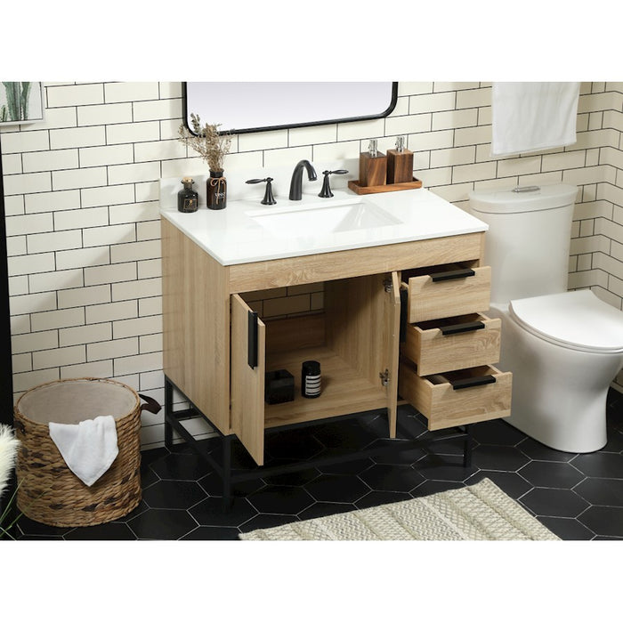 Elegant Eugene 36" Single Bathroom Vanity, Mango Wood/Backsplash