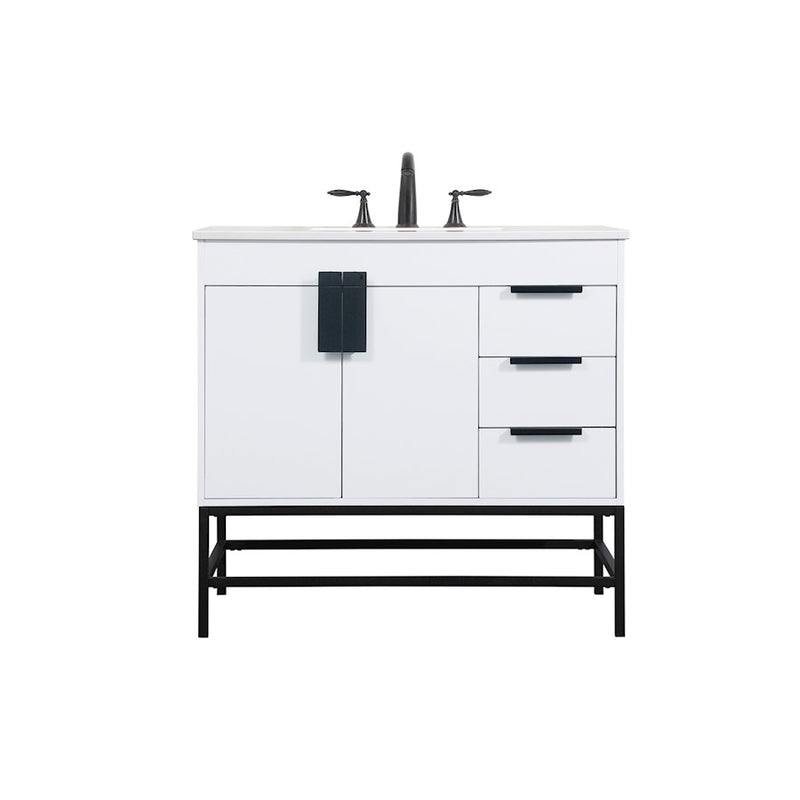 Elegant Kitchen/Bath Eugene 36" Single Bathroom Vanity, White - VF48836MWH
