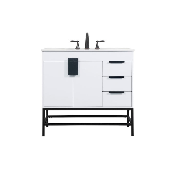 Elegant Kitchen/Bath Eugene 36" Single Bathroom Vanity, White - VF48836MWH