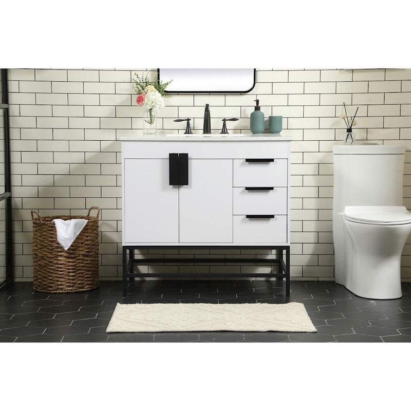 Elegant Kitchen/Bath Eugene 36" Single Bathroom Vanity, White