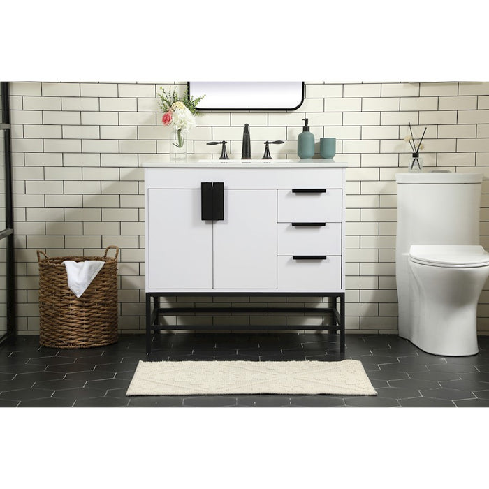 Elegant Kitchen/Bath Eugene 36" Single Bathroom Vanity, White