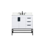 Elegant Eugene 36" Single Bathroom Vanity, White/Backsplash - VF48836MWH-BS