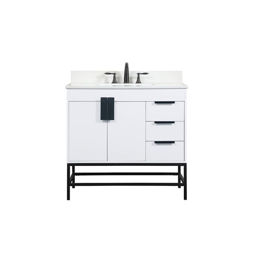Elegant Eugene 36" Single Bathroom Vanity, White/Backsplash - VF48836MWH-BS