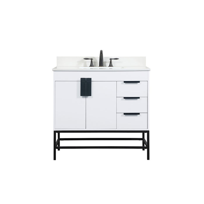 Elegant Eugene 36" Single Bathroom Vanity, White/Backsplash - VF48836MWH-BS