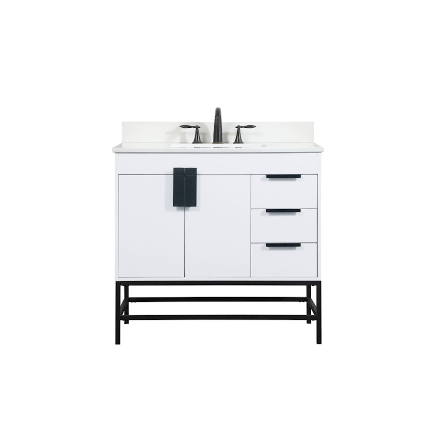 Elegant Eugene 36" Single Bathroom Vanity, White/Backsplash - VF48836MWH-BS