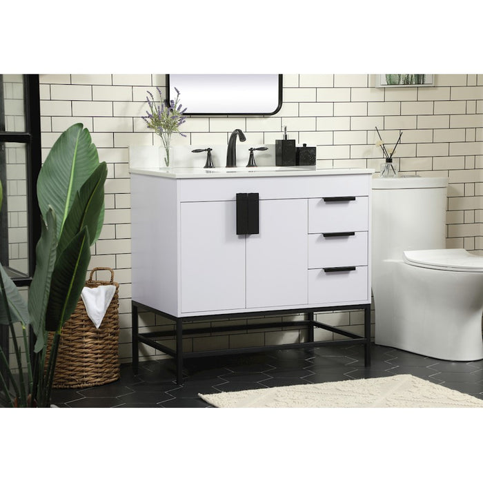 Elegant Eugene 36" Single Bathroom Vanity, White/Backsplash