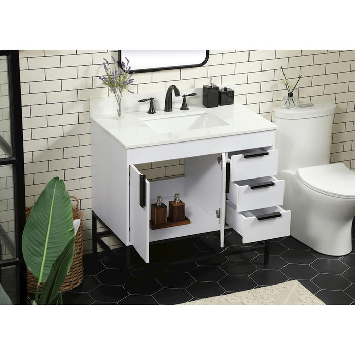 Elegant Eugene 36" Single Bathroom Vanity, White/Backsplash