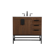 Elegant Kitchen/Bath Eugene 36" Single Bathroom Vanity, Walnut - VF48836MWT