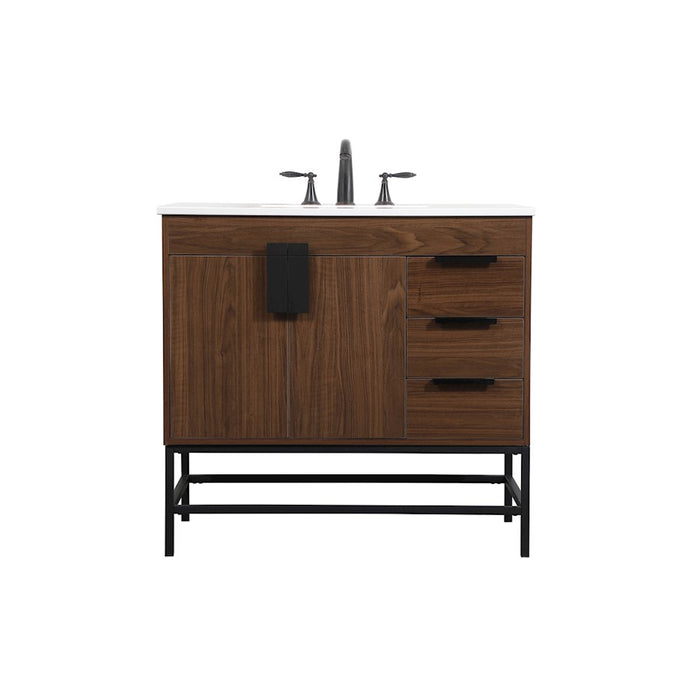 Elegant Kitchen/Bath Eugene 36" Single Bathroom Vanity, Walnut - VF48836MWT