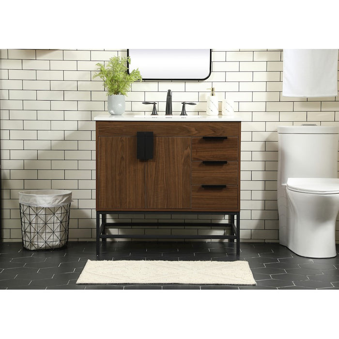 Elegant Kitchen/Bath Eugene 36" Single Bathroom Vanity, Walnut
