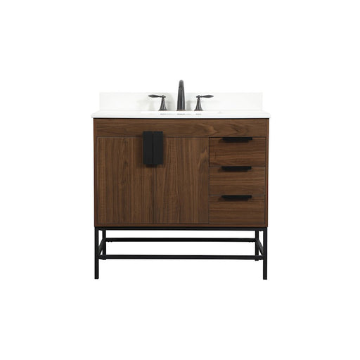 Elegant Eugene 36" Single Bathroom Vanity, Walnut/Backsplash - VF48836MWT-BS