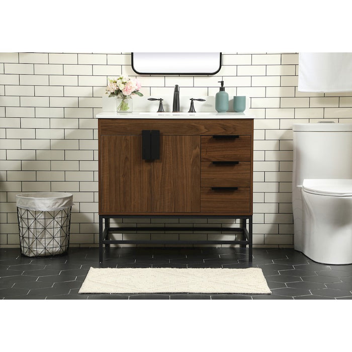Elegant Eugene 36" Single Bathroom Vanity, Walnut/Backsplash