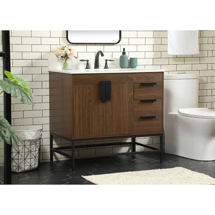 Elegant Eugene 36" Single Bathroom Vanity, Walnut/Backsplash