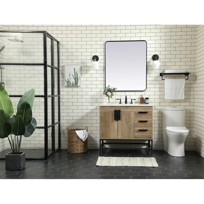 Elegant Eugene 36" Single Bathroom Vanity, Walnut/Backsplash