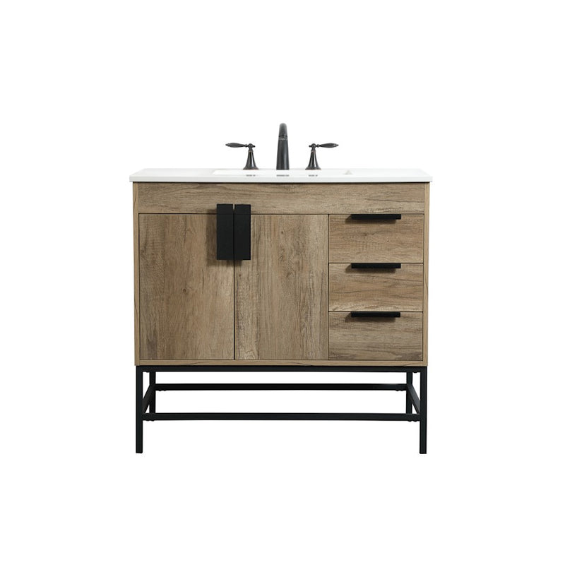Elegant Kitchen/Bath Eugene 36" Single Bathroom Vanity, Natural Oak - VF48836NT