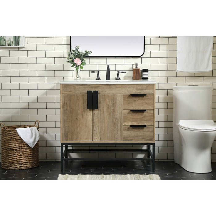 Elegant Kitchen/Bath Eugene 36" Single Bathroom Vanity, Natural Oak