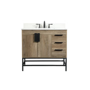 Elegant Eugene 36" Single Bathroom Vanity, Natural Oak/Backsplash - VF48836NT-BS