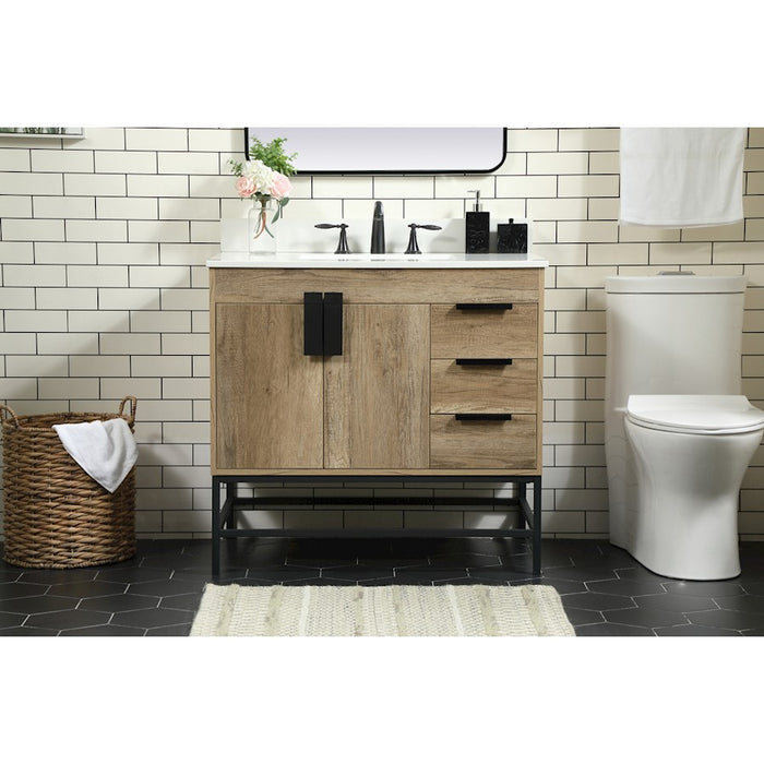 Elegant Eugene 36" Single Bathroom Vanity, Natural Oak/Backsplash