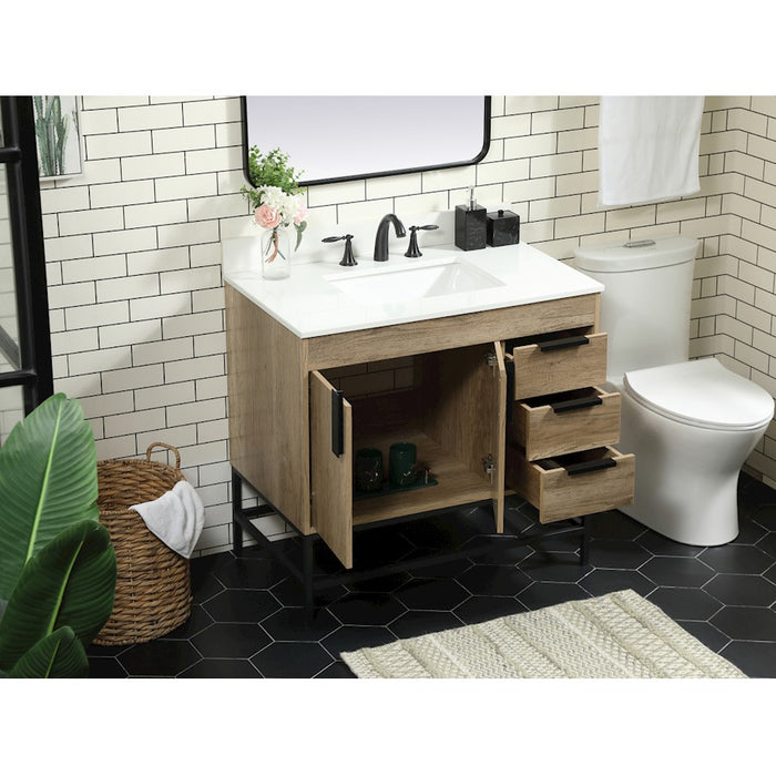 Elegant Eugene 36" Single Bathroom Vanity, Natural Oak/Backsplash