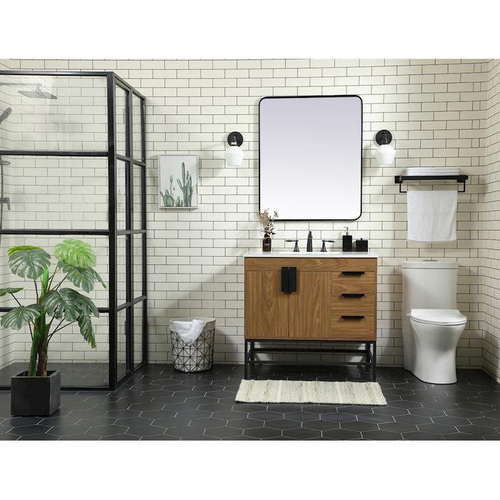 Elegant Eugene 36" Single Bathroom Vanity, Natural Oak/Backsplash