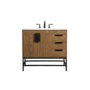 Elegant Kitchen/Bath Eugene 36" Single Bathroom Vanity, Walnut Brown - VF48836WB