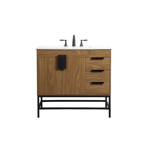 Elegant Kitchen/Bath Eugene 36" Single Bathroom Vanity, Walnut Brown - VF48836WB