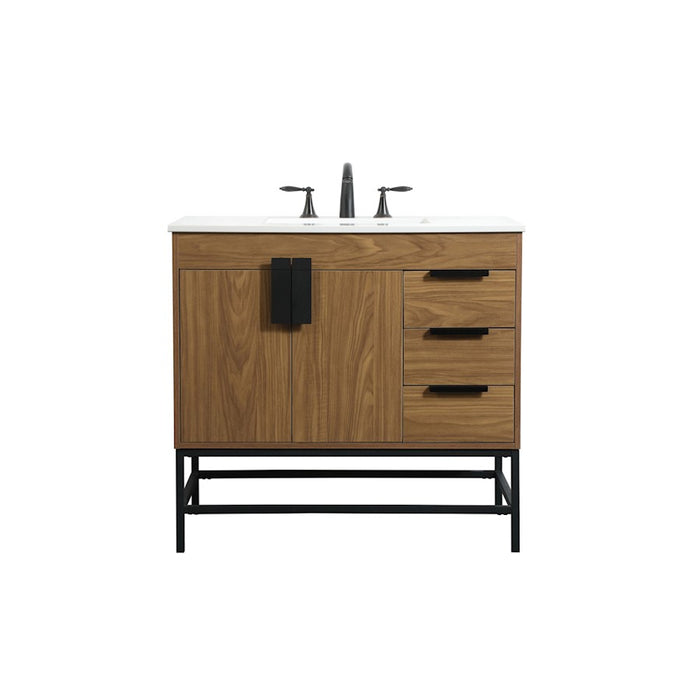 Elegant Kitchen/Bath Eugene 36" Single Bathroom Vanity, Walnut Brown - VF48836WB