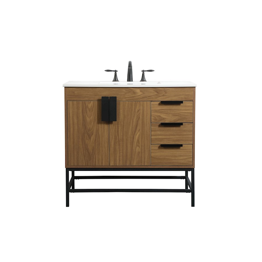 Elegant Kitchen/Bath Eugene 36" Single Bathroom Vanity, Walnut Brown - VF48836WB