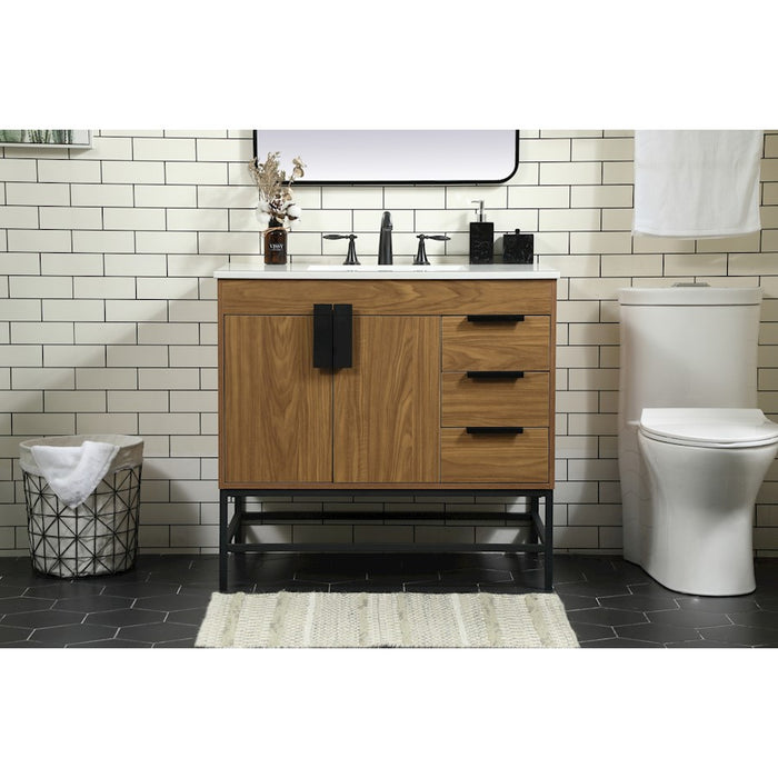 Elegant Kitchen/Bath Eugene 36" Single Bathroom Vanity, Walnut Brown