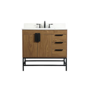 Elegant Eugene 36" Single Vanity, Walnut Brown/Backsplash - VF48836WB-BS