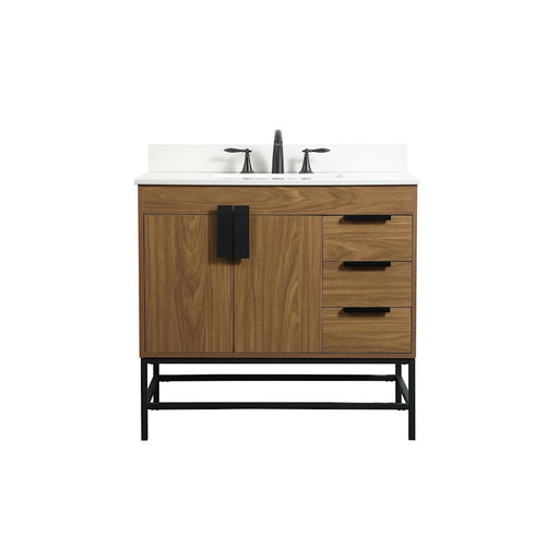 Elegant Eugene 36" Single Vanity, Walnut Brown/Backsplash - VF48836WB-BS