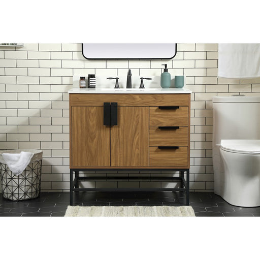 Elegant Eugene 36" Single Vanity, Walnut Brown/Backsplash