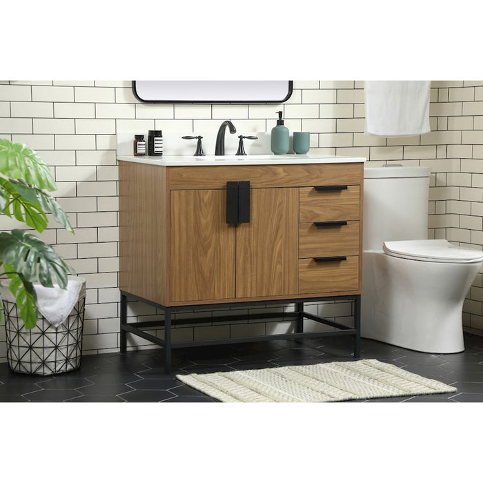 Elegant Eugene 36" Single Vanity, Walnut Brown/Backsplash