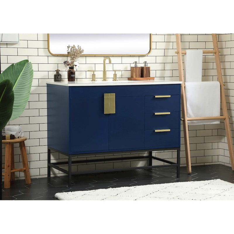 Elegant Kitchen/Bath Eugene 42" Single Bathroom Vanity, Blue