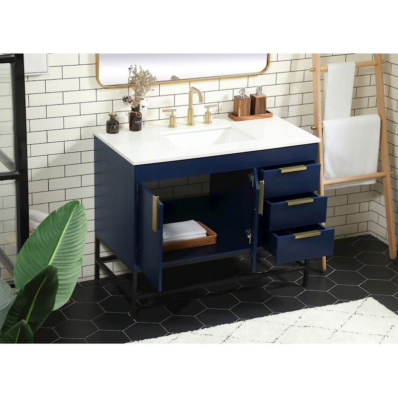Elegant Kitchen/Bath Eugene 42" Single Bathroom Vanity, Blue