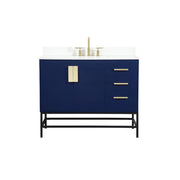 Elegant Eugene 42" Single Bathroom Vanity, Blue/Backsplash - VF48842MBL-BS
