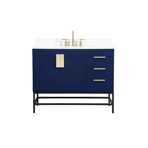 Elegant Eugene 42" Single Bathroom Vanity, Blue/Backsplash - VF48842MBL-BS
