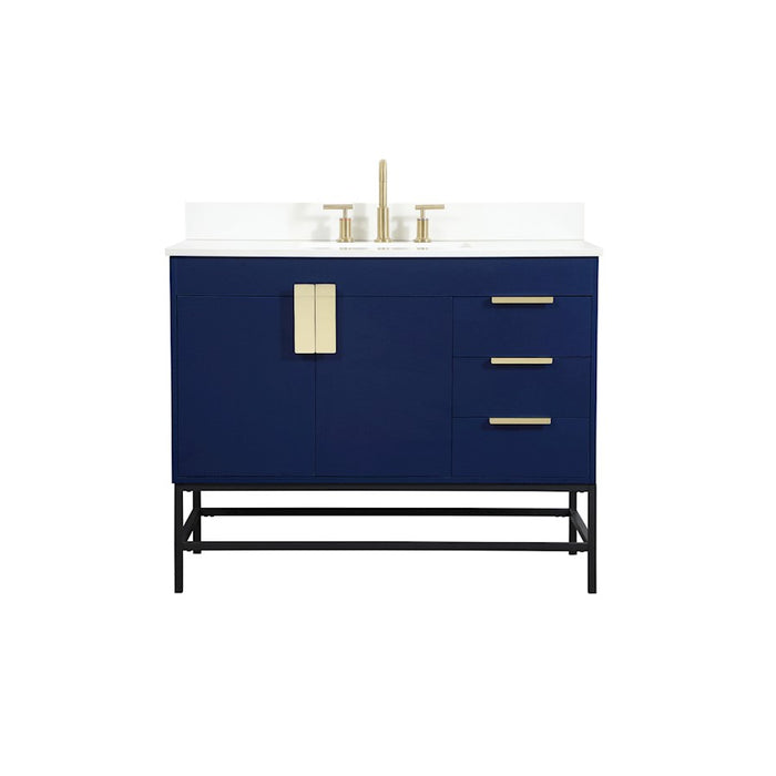 Elegant Eugene 42" Single Bathroom Vanity, Blue/Backsplash - VF48842MBL-BS