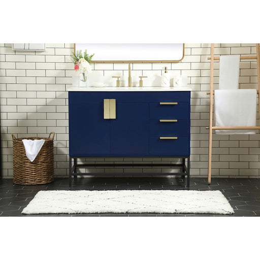 Elegant Eugene 42" Single Bathroom Vanity, Blue/Backsplash