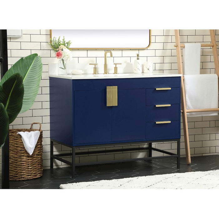 Elegant Eugene 42" Single Bathroom Vanity, Blue/Backsplash