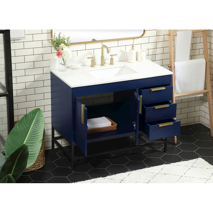 Elegant Eugene 42" Single Bathroom Vanity, Blue/Backsplash
