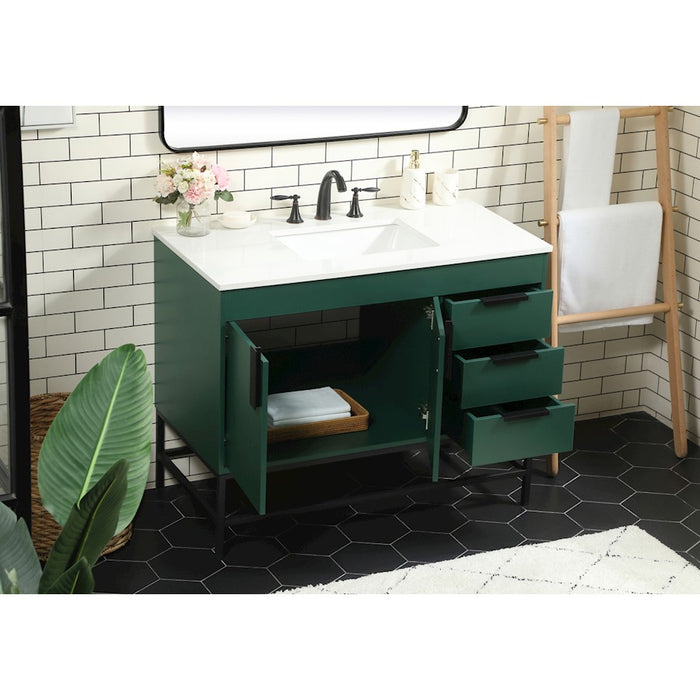 Elegant Kitchen/Bath Eugene 42" Single Bathroom Vanity, Green