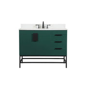 Elegant Eugene 42" Single Bathroom Vanity, Green/Backsplash - VF48842MGN-BS