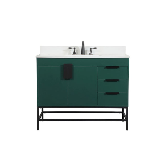 Elegant Eugene 42" Single Bathroom Vanity, Green/Backsplash - VF48842MGN-BS