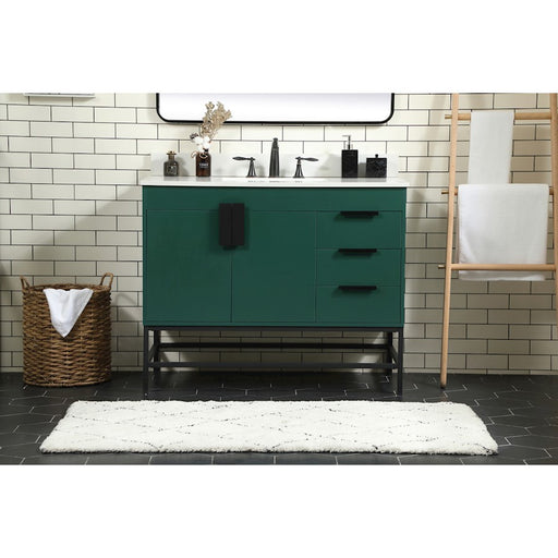 Elegant Eugene 42" Single Bathroom Vanity, Green/Backsplash