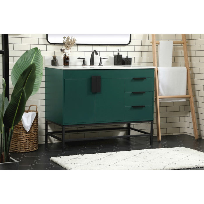 Elegant Eugene 42" Single Bathroom Vanity, Green/Backsplash